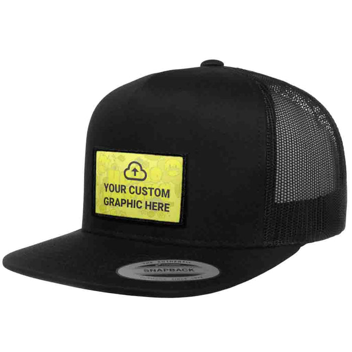 Bundle: Custom Graphic + Flat Bill Trucker Hat (Black)