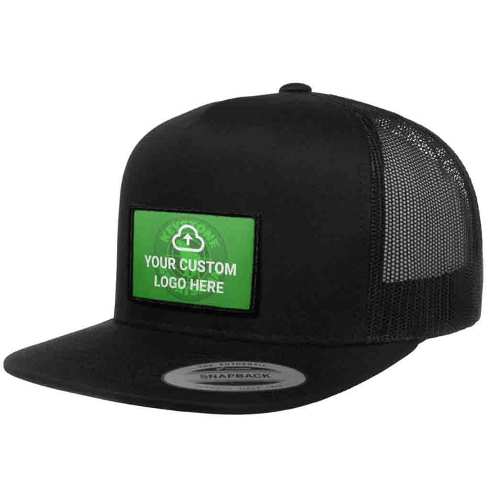 Bundle: Custom Logo + Flat Bill Trucker Hat (Black)