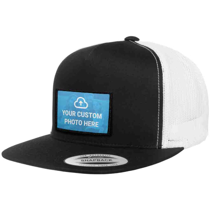 Bundle: Custom Photo + Flat Bill Trucker Hat (Black & White)