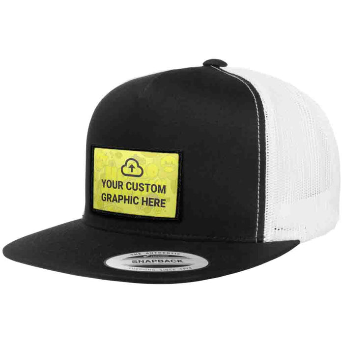 Bundle: Custom Graphic + Flat Bill Trucker Hat (Black & White)