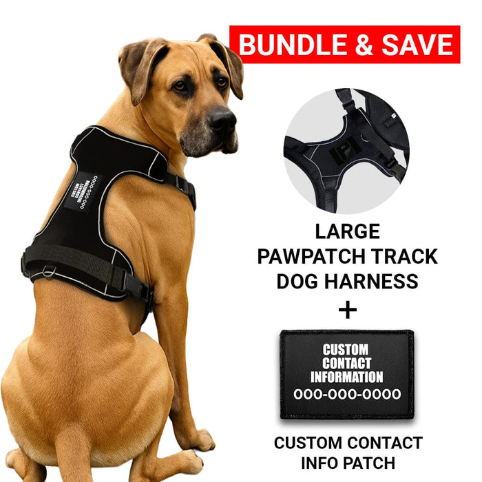 Bundle: Custom Contact Info + PawPatch Track Dog Harness (Large)