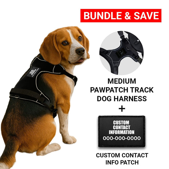 Bundle: Custom Contact Info + PawPatch Track Dog Harness (Medium)