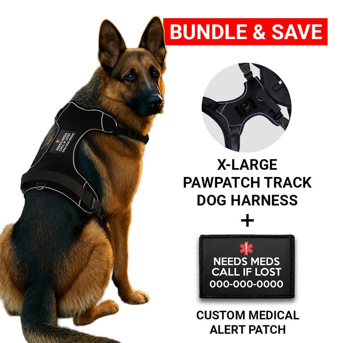 Bundle: Custom Medical Alert + PawPatch Track Dog Harness (X-Large)