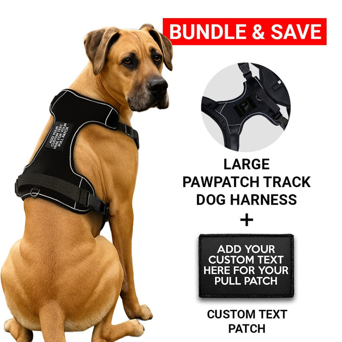 Bundle: Custom 4 Lines Text + PawPatch Track Dog Harness (Large)