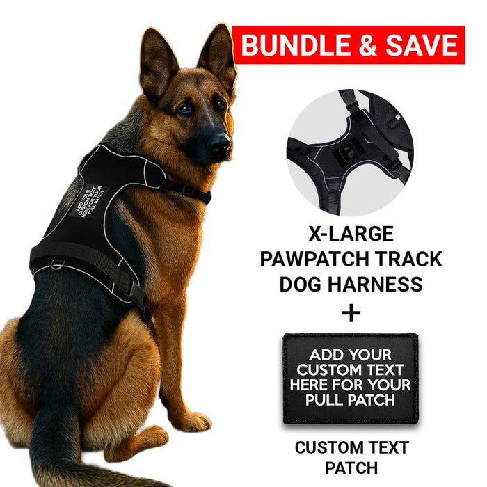 Bundle: Custom 4 Lines Text + PawPatch Track Dog Harness (X-Large)