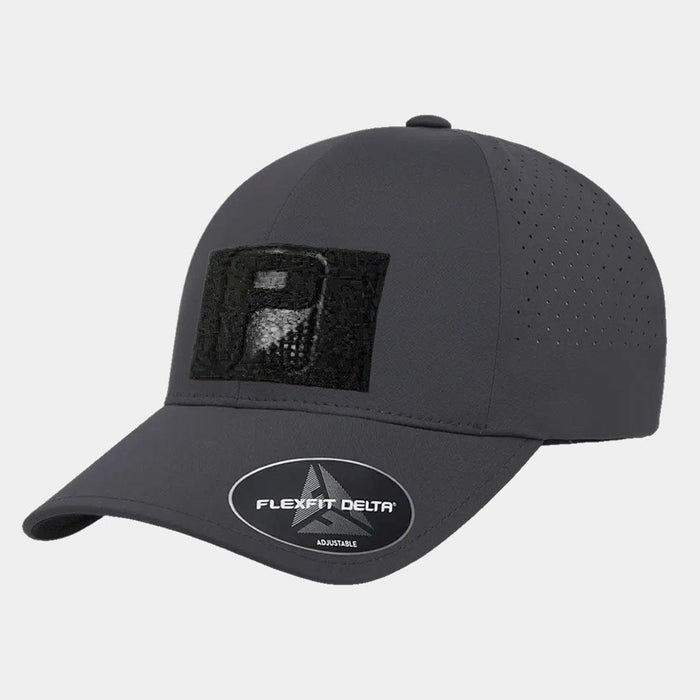 Delta Flexfit + Snapback Hat with Perforation - Curved Bill by Pull Patch (Dark Grey)