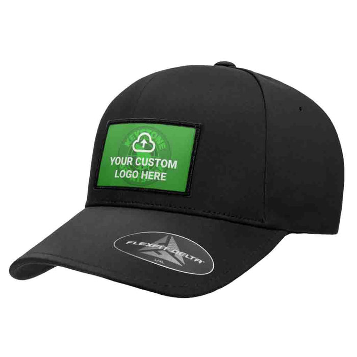 Bundle: Custom Logo & Delta Premium Flexfit Hat (Black - L/XL)