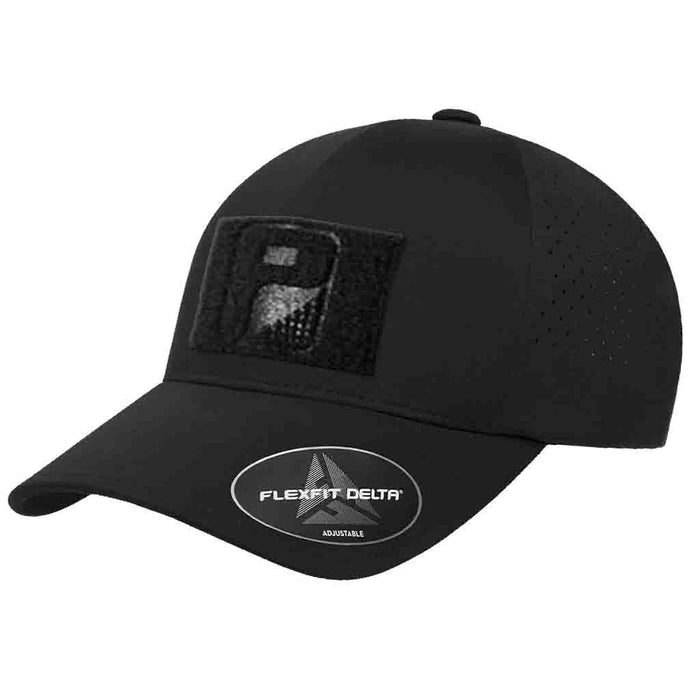 Delta Flexfit + Snapback Hat with Perforation - Curved Bill by Pull Patch (Black)