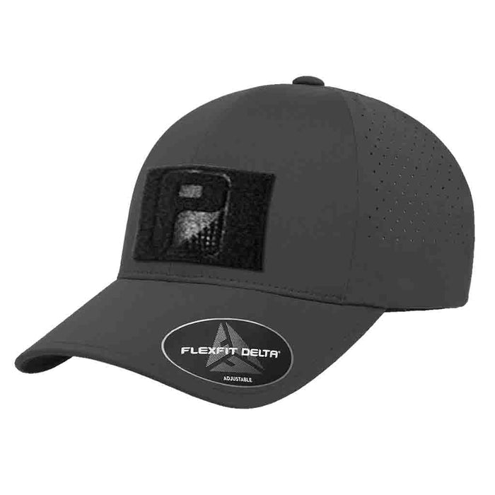 Delta Flexfit + Snapback Hat with Perforation - Curved Bill by Pull Patch (Dark Grey)