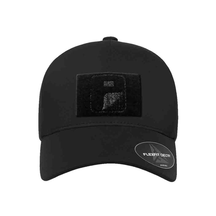 Delta Flexfit + Snapback Hat with Perforation - Curved Bill by Pull Patch (Black)