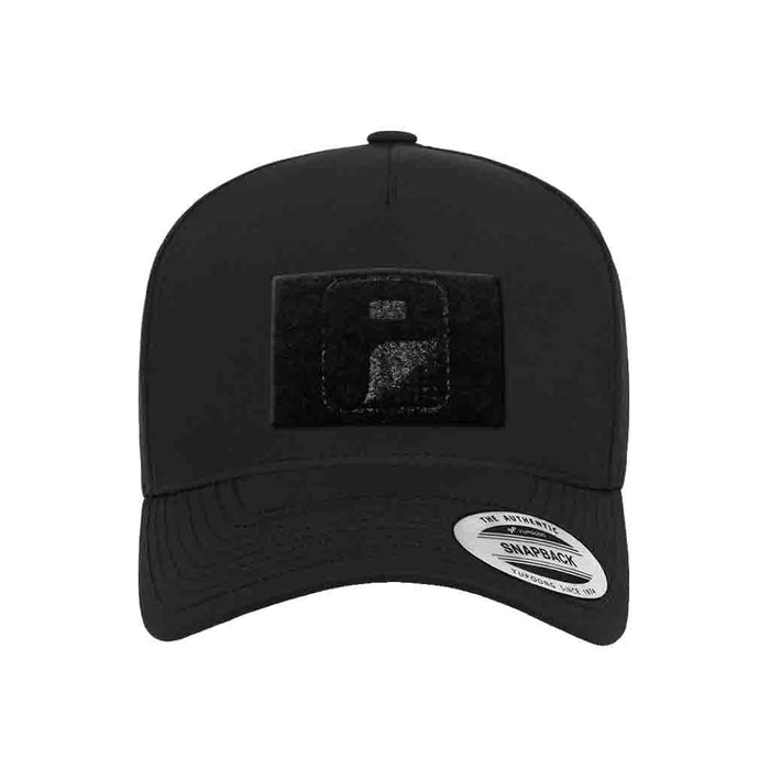 Premium Snapback Hat with Perforation - Curved Bill by Pull Patch (Black)