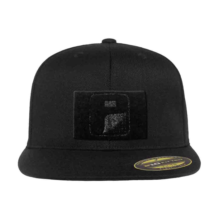 Premium Flat Bill Pull Patch Hat By Flexfit - Black - Pull Patch - Removable Patches That Stick To Your Gear