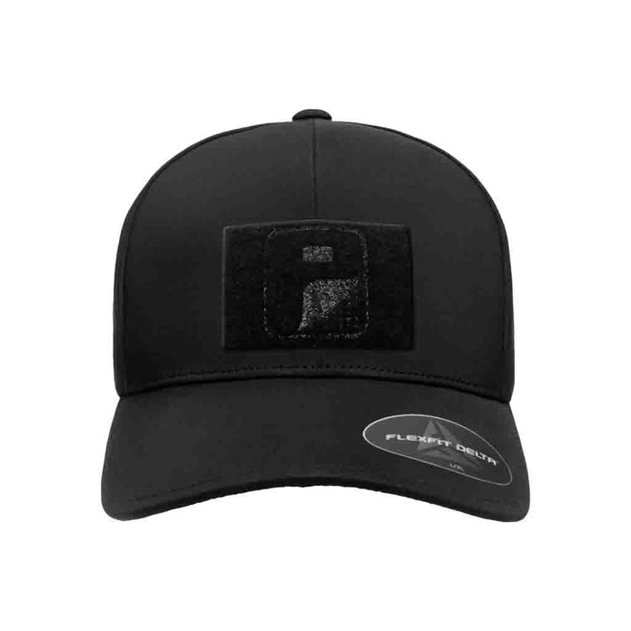 Black - Delta Premium Flexfit Hat by Pull Patch - Pull Patch - Removable Patches For Authentic Flexfit and Snapback Hats