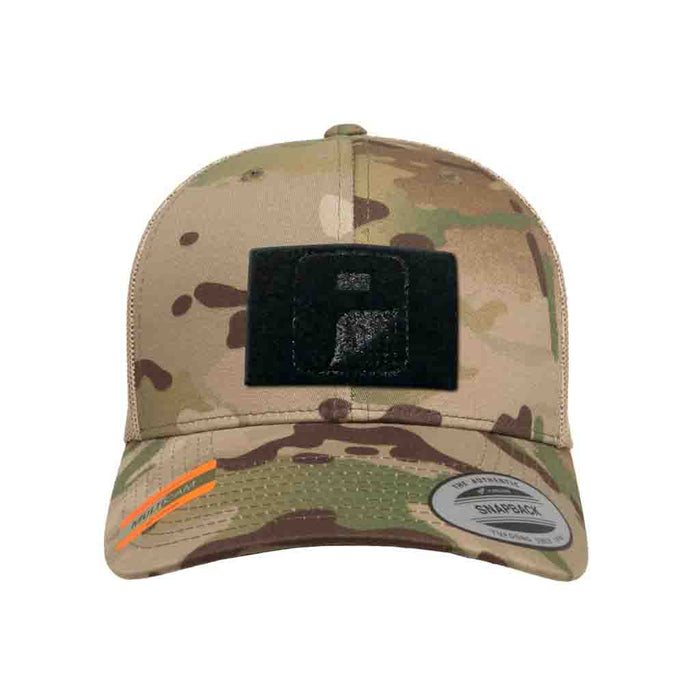 MULTICAM® Retro Trucker Pull Patch Hat by SNAPBACK - Camo and Khaki - Pull Patch - Removable Patches For Authentic Flexfit and Snapback Hats