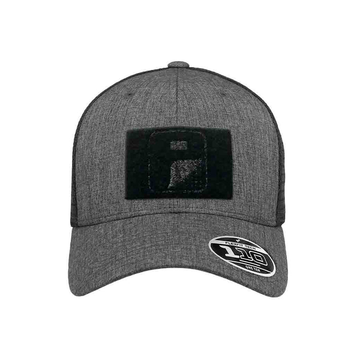 Trucker Curved Bill - 2-Tone - Melange Charcoal and Black - Flexfit + Snapback Hat by Pull Patch - Pull Patch - Removable Patches For Authentic Flexfit and Snapback Hats