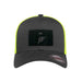 TRUCKER - CURVED BILL - 2-TONE PULL PATCH HAT BY FLEXFIT - CHARCOAL AND NEON GREEN - Pull Patch - Removable Patches That Stick To Your Gear