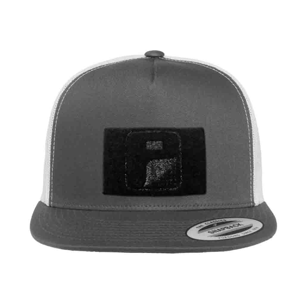 Classic Trucker 2-Tone Pull Patch Hat By Snapback - Charcoal and White - Pull Patch - Removable Patches For Authentic Flexfit and Snapback Hats