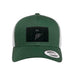 Trucker - Curved Bill - 2-Tone Pull Patch Hat By Snapback - Green and White - Pull Patch - Removable Patches That Stick To Your Gear
