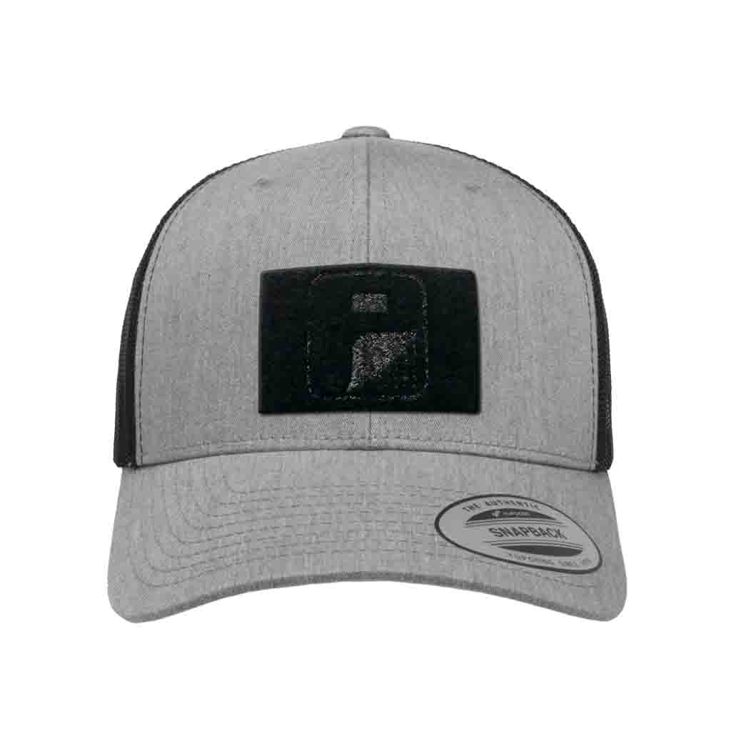 Retro Trucker 2-Tone Pull Patch Hat By Snapback - Heather and Black - Pull Patch - Removable Patches For Authentic Flexfit and Snapback Hats