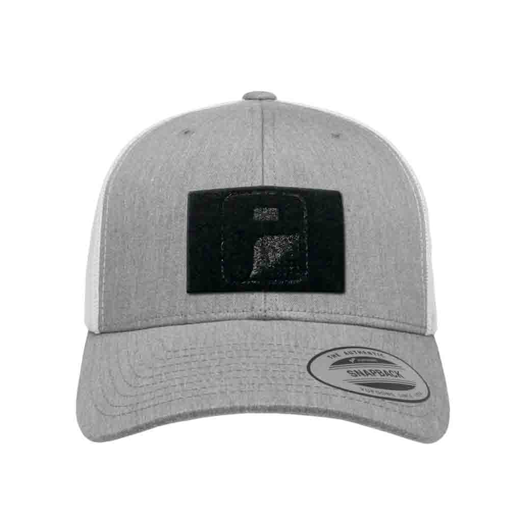 Retro Trucker 2-Tone Pull Patch Hat By Snapback - Heather and White - Pull Patch - Removable Patches For Authentic Flexfit and Snapback Hats