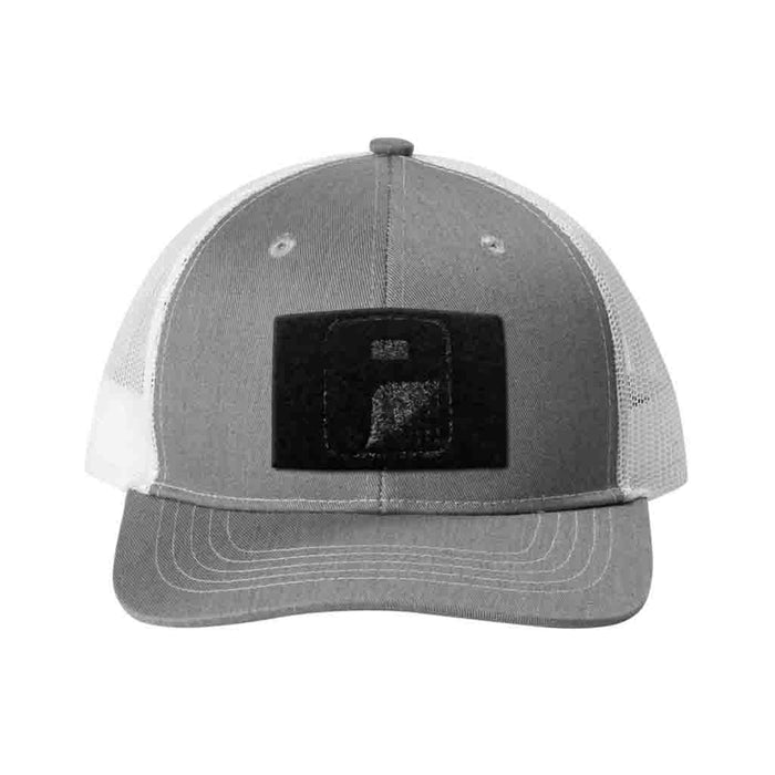 Youth - Heather And White - Curved Bill Trucker Pull Patch Hat - Pull Patch - Removable Patches That Stick To Your Gear