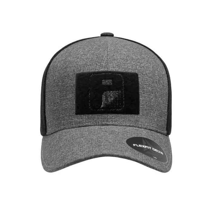 2-Tone - Melange Dark Grey and Charcoal - Delta Premium Flexfit Hat by Pull Patch - Pull Patch - Removable Patches For Authentic Flexfit and Snapback Hats