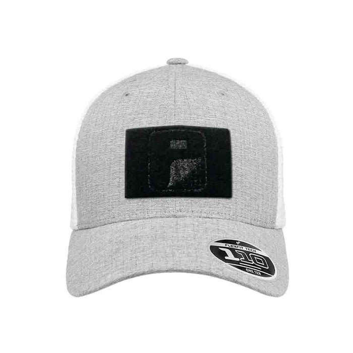 Trucker Curved Bill - 2-Tone - Melange Silver and White - Flexfit + Snapback Hat by Pull Patch - Pull Patch - Removable Patches For Authentic Flexfit and Snapback Hats