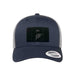 Retro Trucker 2-Tone Pull Patch Hat By Snapback - Navy Blue and Silver - Pull Patch - Removable Patches For Authentic Flexfit and Snapback Hats