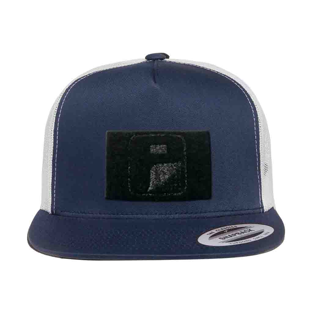 Classic Trucker 2-Tone Pull Patch Hat By Snapback - Navy Blue and White - Pull Patch - Removable Patches For Authentic Flexfit and Snapback Hats