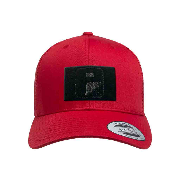 Retro Trucker Pull Patch Hat By Snapback - Red - Pull Patch - Removable Patches For Authentic Flexfit and Snapback Hats