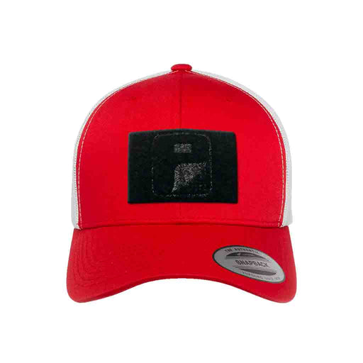 Retro Trucker 2-Tone Pull Patch Hat By Snapback - Red and White - Pull Patch - Removable Patches For Authentic Flexfit and Snapback Hats