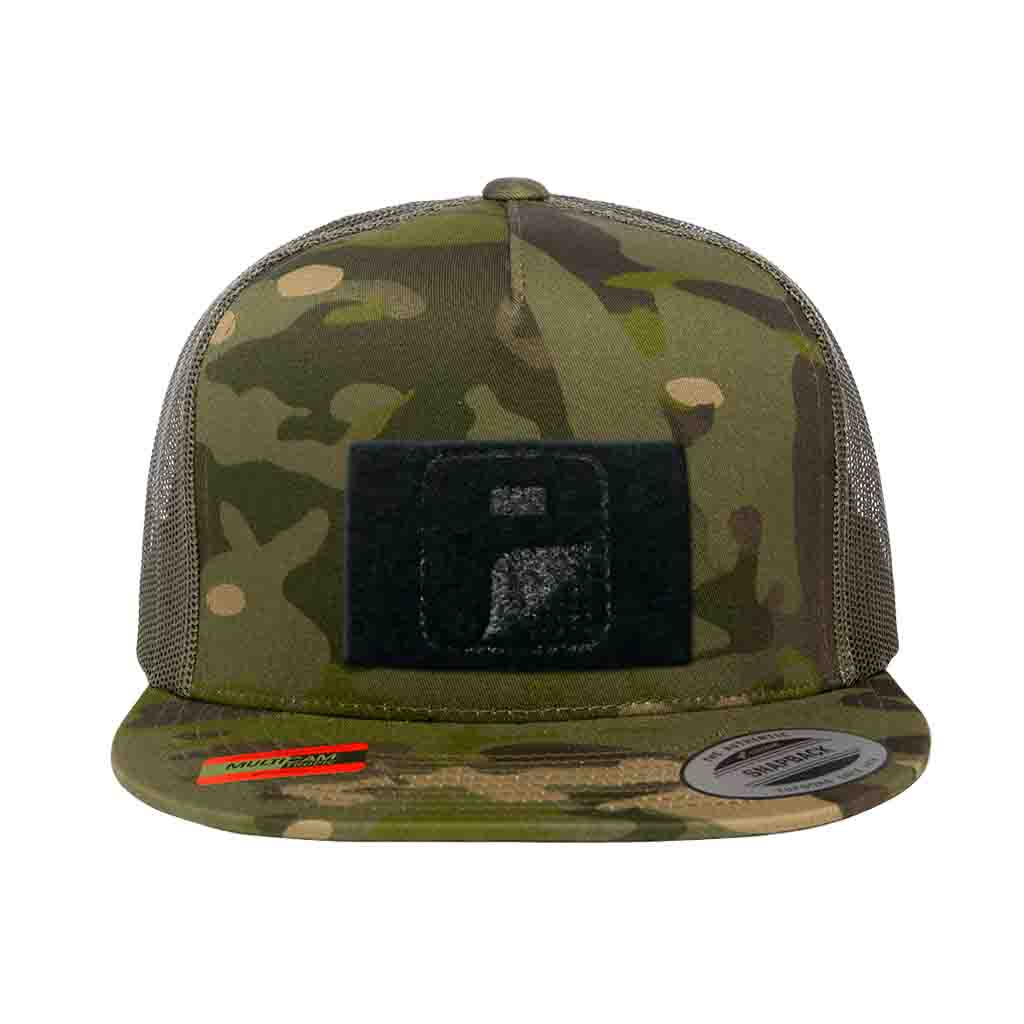 MULTICAM® Classic Trucker - Flat Bill - Pull Patch Hat by SNAPBACK - Tropical Camo and Green - Pull Patch - Removable Patches For Authentic Flexfit and Snapback Hats