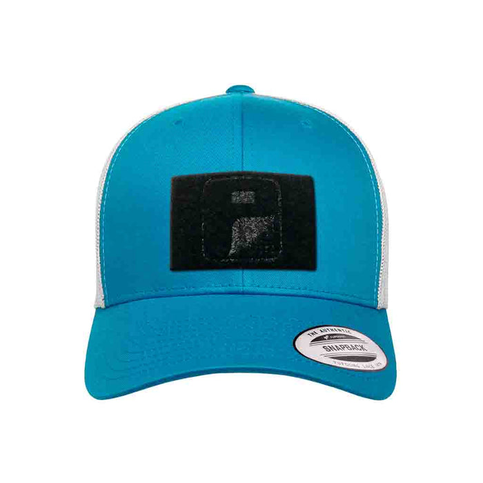 Retro Trucker 2-Tone Pull Patch Hat By Snapback - Turquoise and White - Pull Patch - Removable Patches For Authentic Flexfit and Snapback Hats