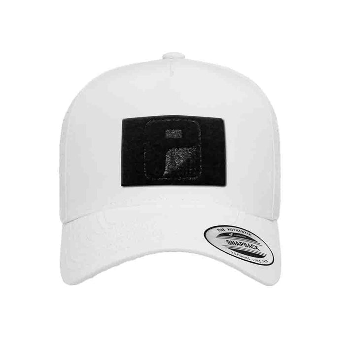 Premium Snapback Hat with Perforation - Curved Bill by Pull Patch (White)