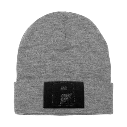 Beanie Pull Patch Cap By Flexfit - Heather Grey - Pull Patch - Removable Patches For Authentic Flexfit and Snapback Hats