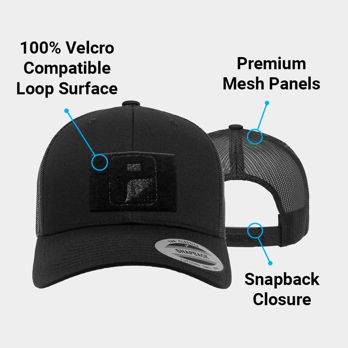 Trucker Curved Bill Snapback Hat by Pull Patch (Black)