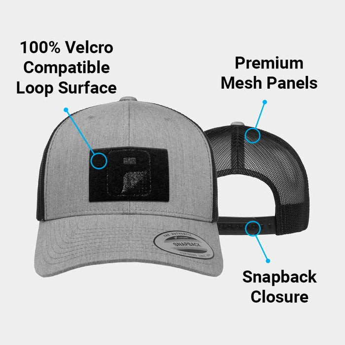 Trucker Curved Bill Snapback Hat by Pull Patch (Heather/Black)