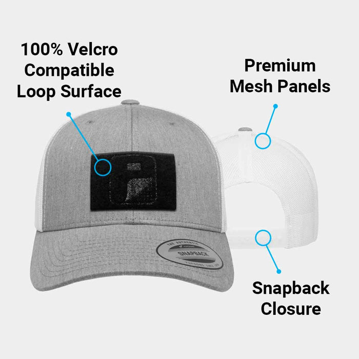 Trucker Curved Bill Snapback Hat by Pull Patch (Heather/White)