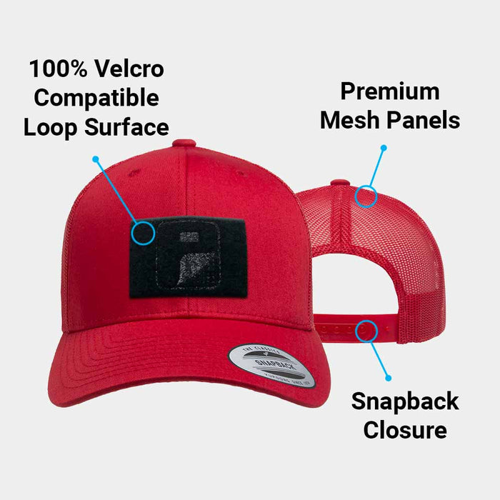 Trucker Curved Bill Snapback Hat by Pull Patch (Red)