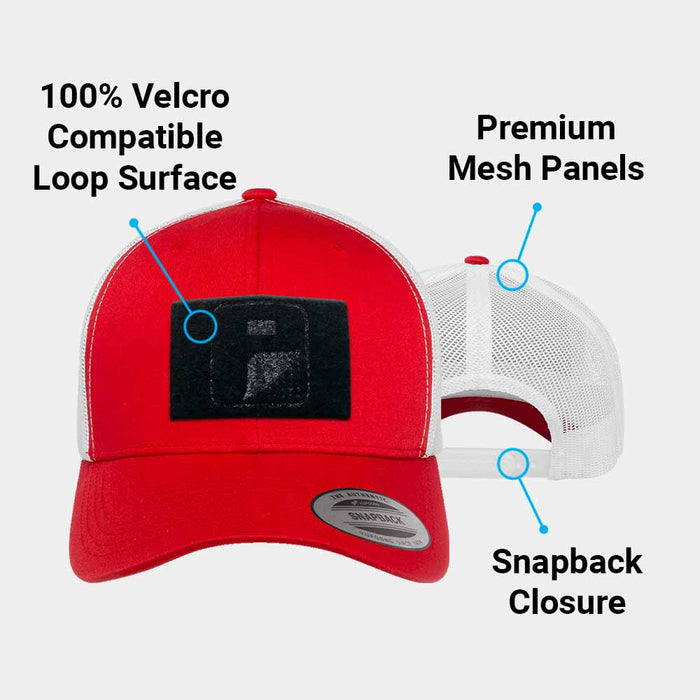 Trucker Curved Bill Snapback Hat by Pull Patch (Red/White)