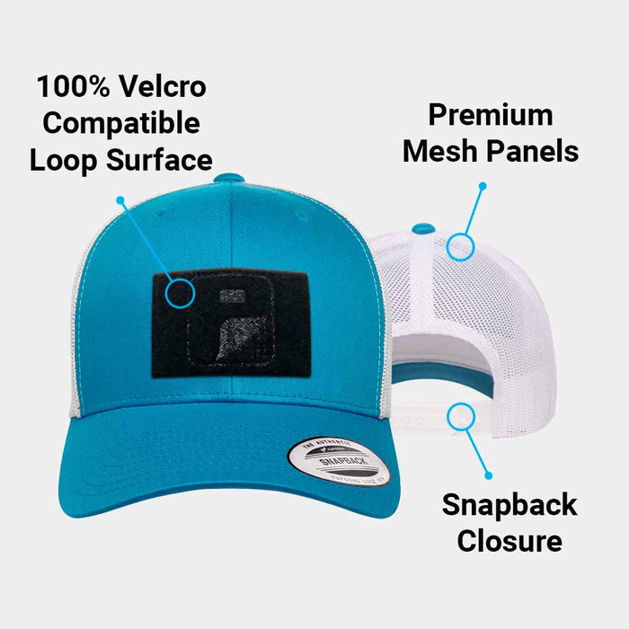 Trucker Curved Bill Snapback Hat by Pull Patch (Turquoise/White)