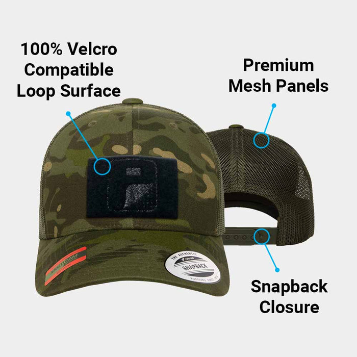 Multicam® Trucker Curved Bill Snapback Hat by Pull Patch (Tropical Camo/Green)