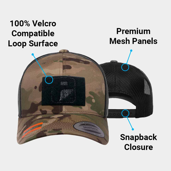 Multicam® Trucker Curved Bill Snapback Hat by Pull Patch (Camo/Black)