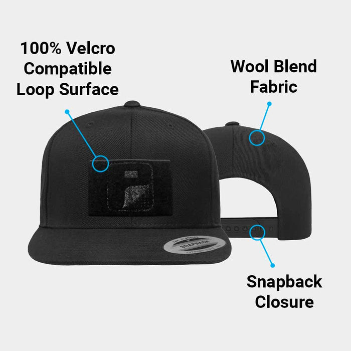 Premium Flat Bill Snapback Hat by Pull Patch (Black)