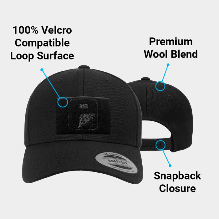 Premium Curved Bill Snapback Hat by Pull Patch (Black)