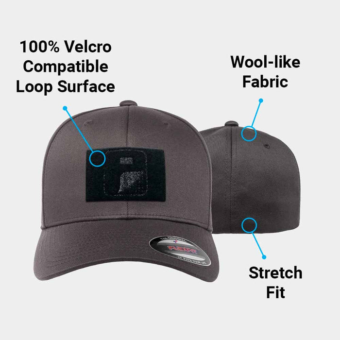 XL/XXL Premium Curved Bill Flexfit Hat by Pull Patch (Grey)