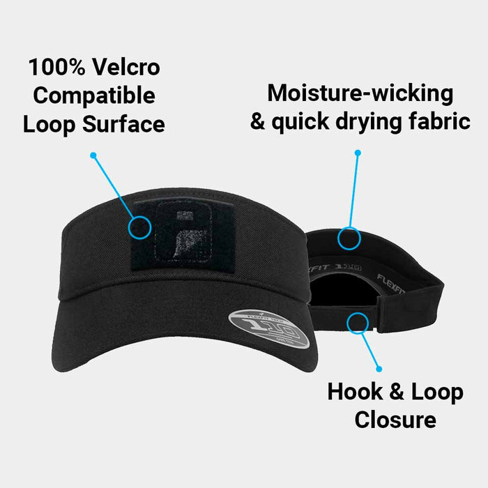 Visor Curved Bill Flexfit + Snapback Hat by Pull Patch (Black)