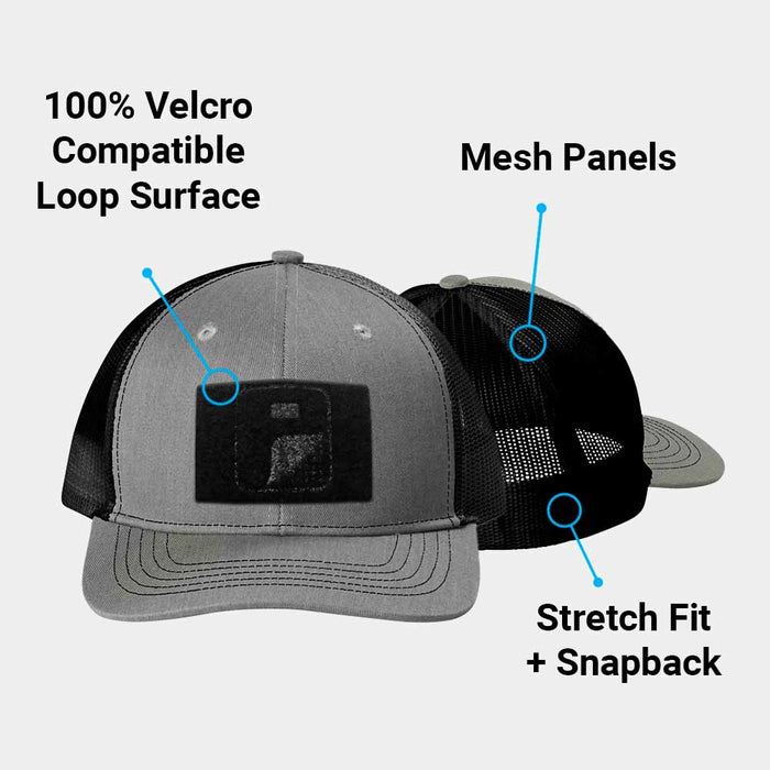 Youth - Trucker Curved Bill Snapback Hat by Pull Patch (Heather/Black)