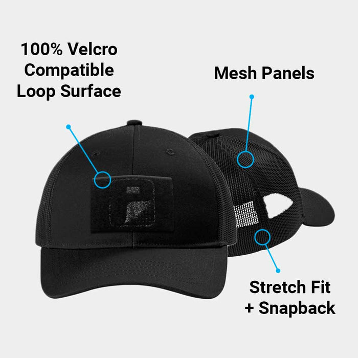 Youth Trucker Curved Bill Snapback Hat by Pull Patch (Black)