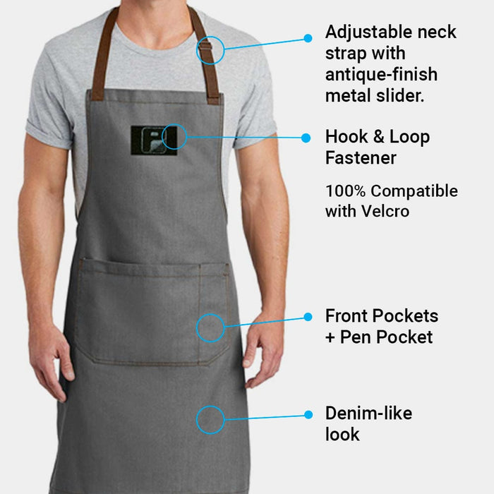 Pull Patch Craftsman Style Full Length BBQ & Baking Apron - Ash Grey